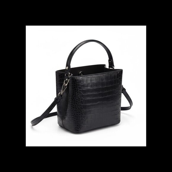 AOTA Elena Crossbody Bucket Bag MOCK CROC Black NWT Rachael Zoe Fall Curation - Picture 2 of 6